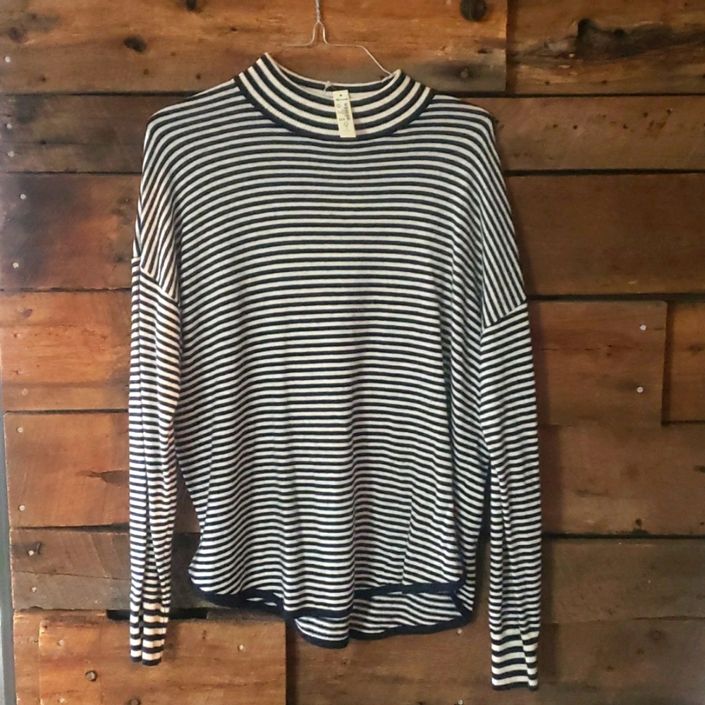 Madewell Stripe-Mix Ashbury Mockneck Sweater